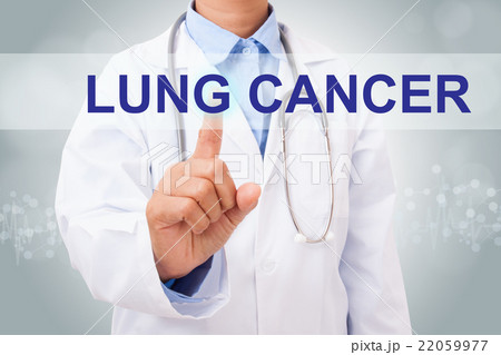 Doctor hand touching LUNG CANCER sign 22059977
