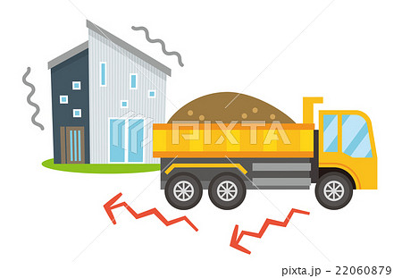 家が揺れる 振動 揺れ 災害 シリーズ のイラスト素材
