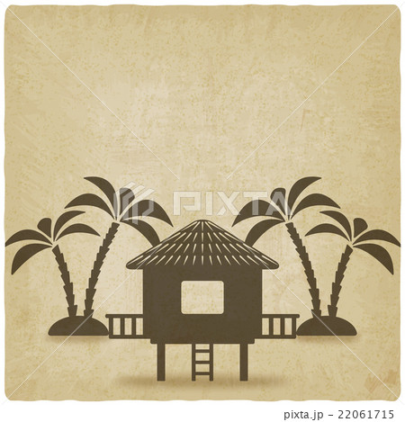 bungalow with palm trees old background bungalow with palm trees old background 22061715