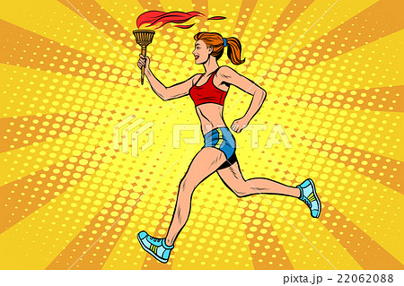 The girl athlete torchbearer sports fire summer 22062088