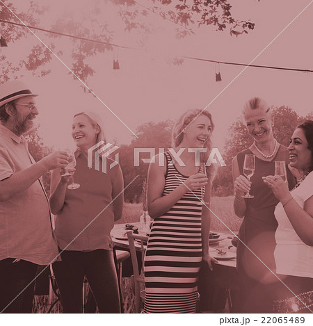 Diverse Neighbors Drinking Party Yard Concept 22065489