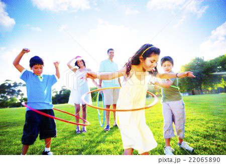 Family Bonding Park Relaxing Exercise Concept 22065890