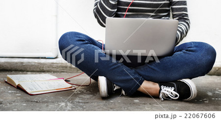 Woman Laptop Browsing Searching Social Networking Technology Con 22067606