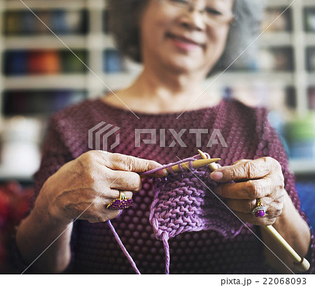 Crochet Senior Adult Hobby Handicraft Concept Crochet Senior Adult Hobby Handicraft Concept 22068093