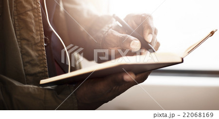 Businessman Record Writing Brainstorming Travel Concept Businessman Record Writing Brainstorming Travel Concept 22068169