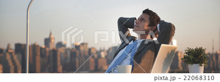 Businessmen Working Rooftop Break Relax Concept 22068310