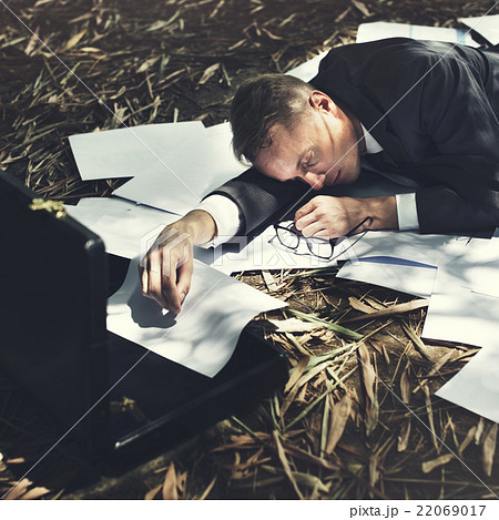 Businessman Tired Lay Down Sleep Parcel Letter Concept Businessman Tired Lay Down Sleep Parcel Letter Concept 22069017