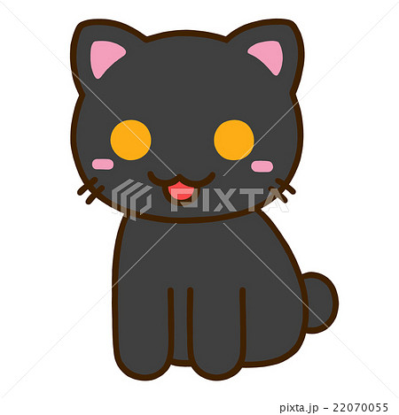 動物 猫 黒猫 口開きのイラスト素材