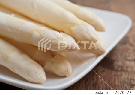 closeup of Yellow asparagus in a plate  22070222