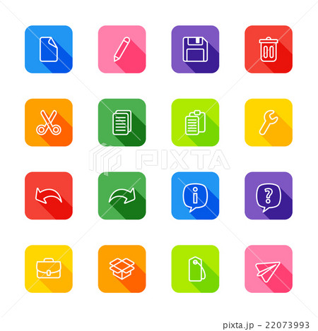 line web icon set colorful rounded rectangle 22073993