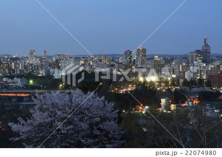 宮城県仙台市内の夜景の写真素材