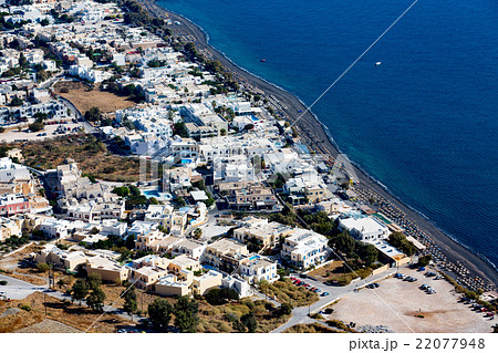 Aerial view of the town of Kamari, Santorini 22077948