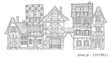 Vector cute fairy tale town doodle Vector cute fairy tale town doodle 22078621