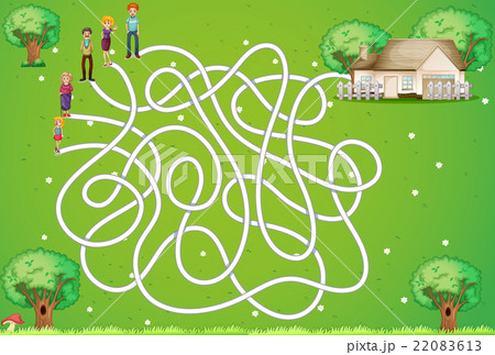 Maze game with family and house Maze game with family and house 22083613