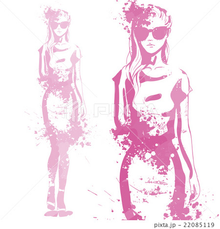 trendy look girl with color splashes trendy look girl with color splashes 22085119
