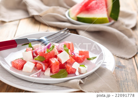 Watermelon salad with mint. 22091778