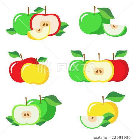 Collection of fresh green, yellow, red apples. 22091980