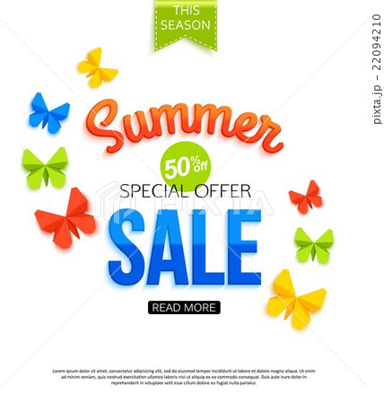 Super spring sale banner with paper flowers over 22094210