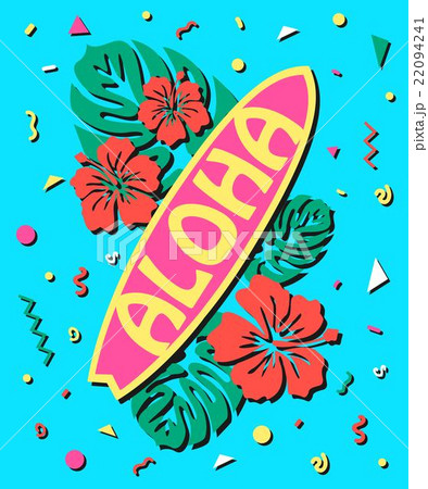 Aloha Summer Background In Style Of 80s Withのイラスト素材