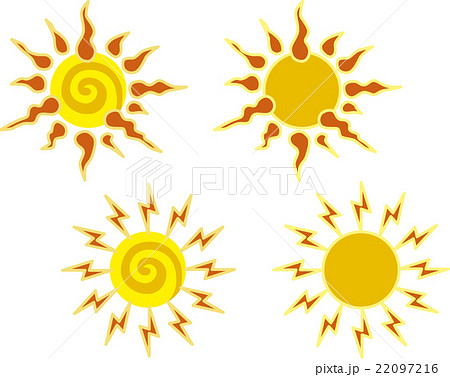ギラギラ太陽のイラスト素材