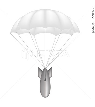 Bomb at white parachute on white background Bomb at white parachute on white background 22097230