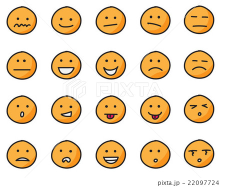 Collection of freehand drawing of emoticons. 22097724