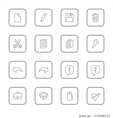gray line web icon set rounded rectangle frame gray line web icon set rounded rectangle frame 22098525