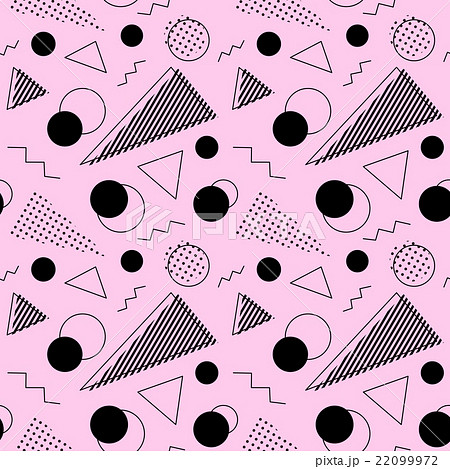 80年代風デザイン柄 シームレス 連続 繋がる パターン 黒 ピンク系のイラスト素材