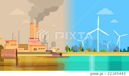 Clean And Polluted Dirty City Environmental Green Clean And Polluted Dirty City Environmental Green 22105443