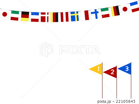 運動会な万国旗と順位旗のフレームのイラスト素材 22105645 Pixta