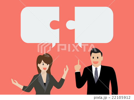Business man and businesss woman in conversation Business man and businesss woman in conversation 22105912