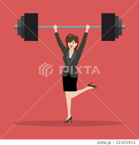 Business woman lifting a heavy weight Business woman lifting a heavy weight 22105913