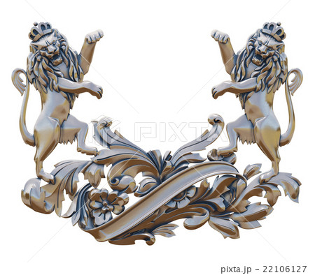 Gold patina old coat of arms with lions 22106127