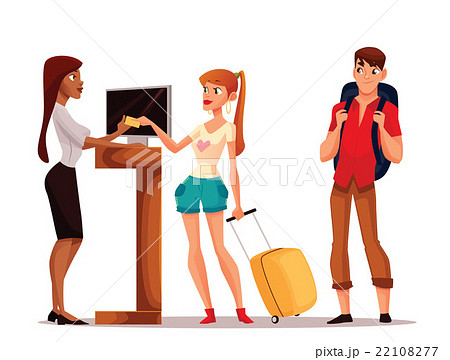 Young couple of tourists bought a hotel room 22108277