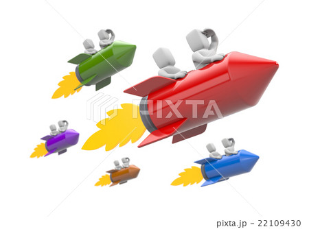 3d people flying on the rocket 22109430