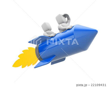 3d people flying on the rocket 22109431