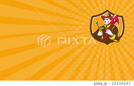 Business card Fireman Firefighter  Axe Hose Crest  22110147