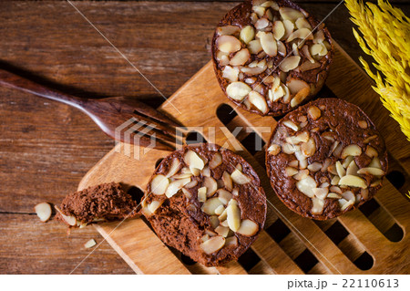 Homemade delicious fresh chocolate almonds cake 22110613