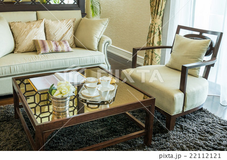 living room interior with set of elegant teacup living room interior with set of elegant teacup 22112121