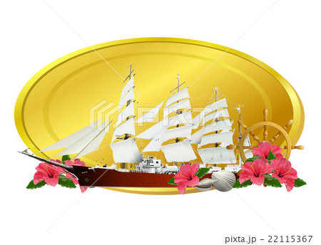 紅色帆船木舵船舵金牌-插圖素材[22115367] - PIXTA圖庫
