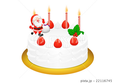 クリスマスケーキのリアルイラストのイラスト素材