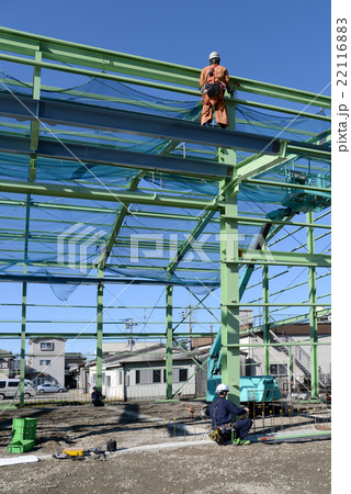 鉄骨柱の垂直測定 22116883