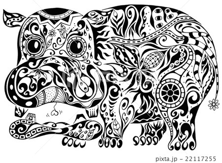 Hippopotamus Smile ２度見してしまうコミカルなカバのイラスト素材