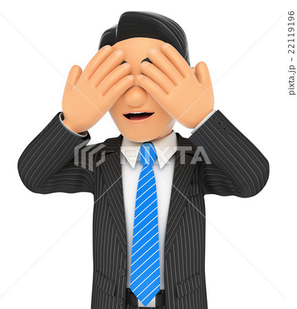 3D Businessman covering his eyes 22119196