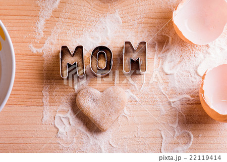Mothers day composition. Cookie cutters. Wooden 22119414