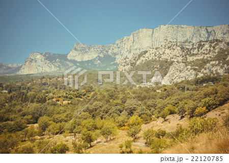 Mountain Crimea rocks and trees on slope, forest 22120785
