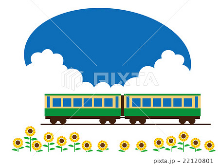 夏 鉄道で巡る観光のイラスト素材