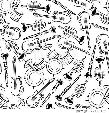 Seamless jazz musical instruments pattern 22123167