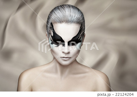 Close portrait of a girl with pattern. Close portrait of a girl with pattern. 22124204