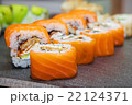 Sushi roll with salmon and shrimp  22124371